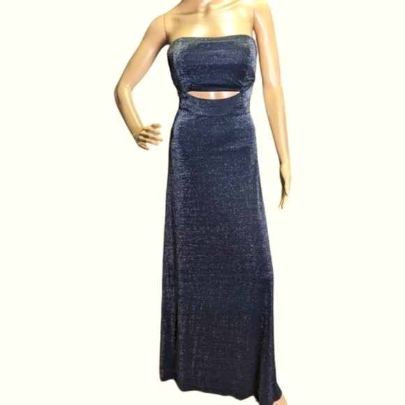 CALVIN Klein Sparkling Black Strapless Cutout Dress Size 12 - Picture 2 of 8